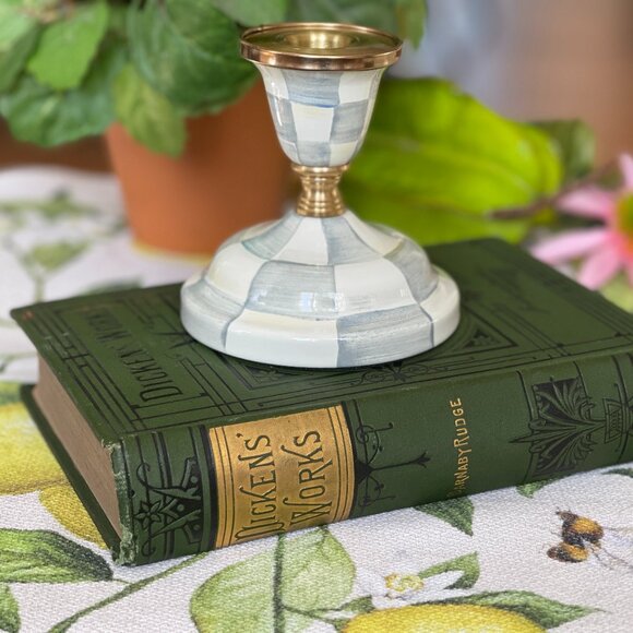 *MacKenzie-Childs Sterling Check Short Candlestick -NEW - Picture 3 of 14